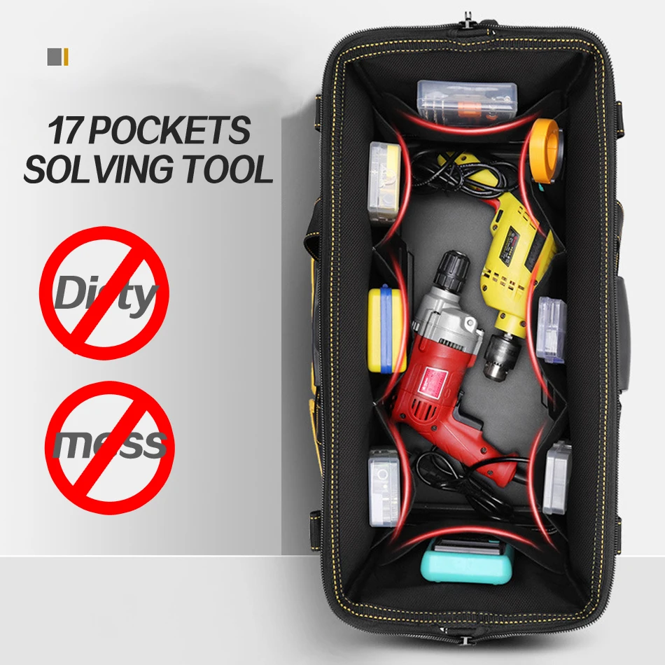 GanWei Upgrade Tool Bag Oxford Organizer Strong Storage Kit di attrezzi impermeabili Kit di attrezzi di stoccaggio robusto Kit di attrezzi per addensare di grandi dimensioni