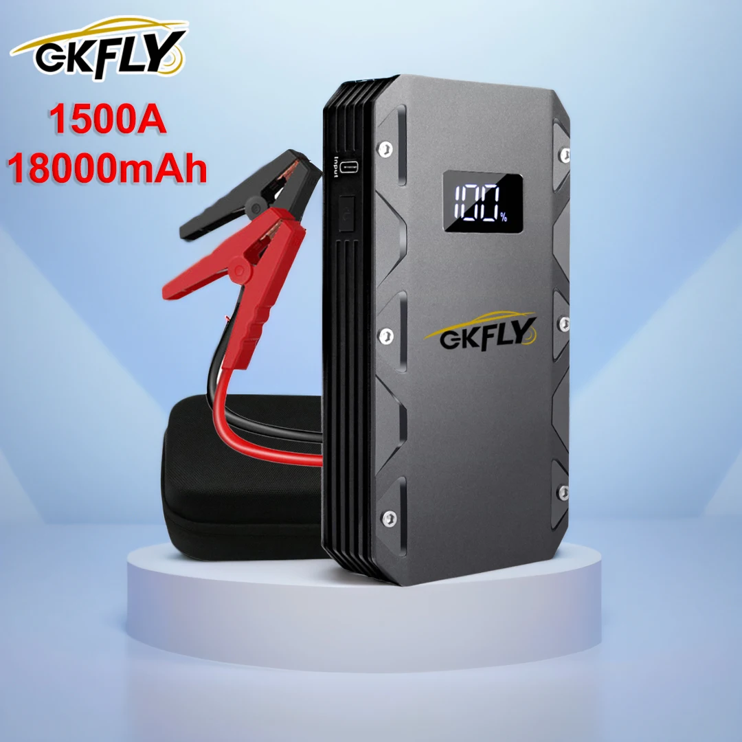 

GKFLY Car Jump Starter Starting Device 1500A Jumpstarter Auto Buster Emergency Booster 12V Car Jump Start Power Bank 18000mAh