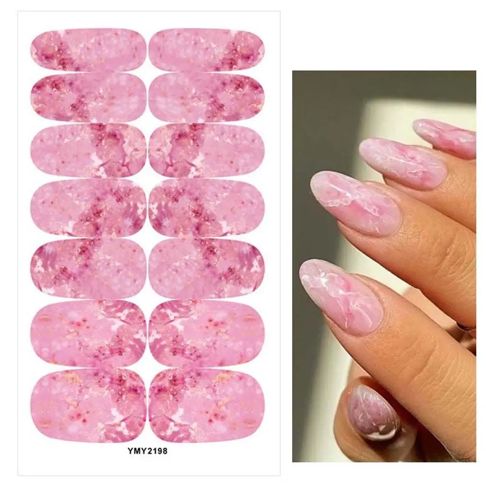 Pegatinas autoadhesivas de mármol para uñas, accesorios de manicura, cobertura completa, Halo Dye