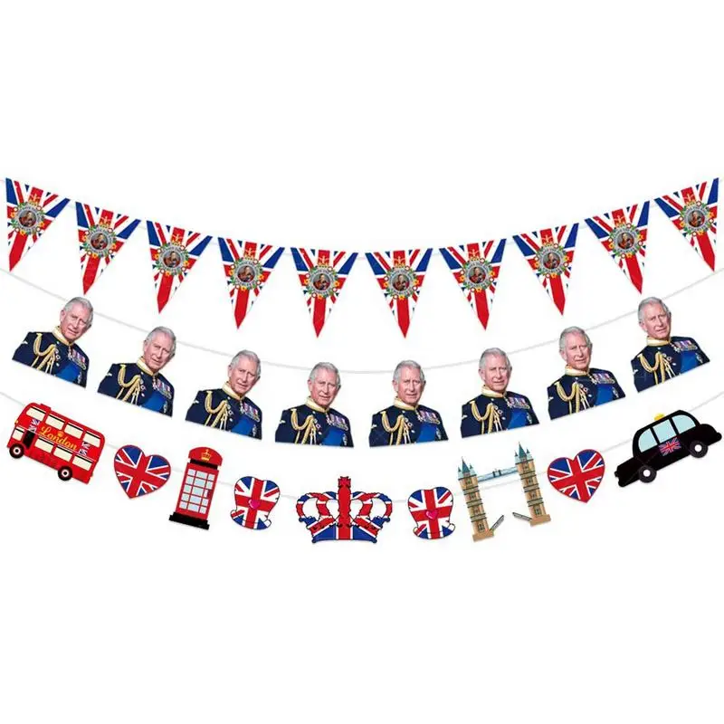 Charles III Coronation Bunting Banner Flags King Charles King Charles III Flag Long Live The King Souvenir Flag Union Jack Flag