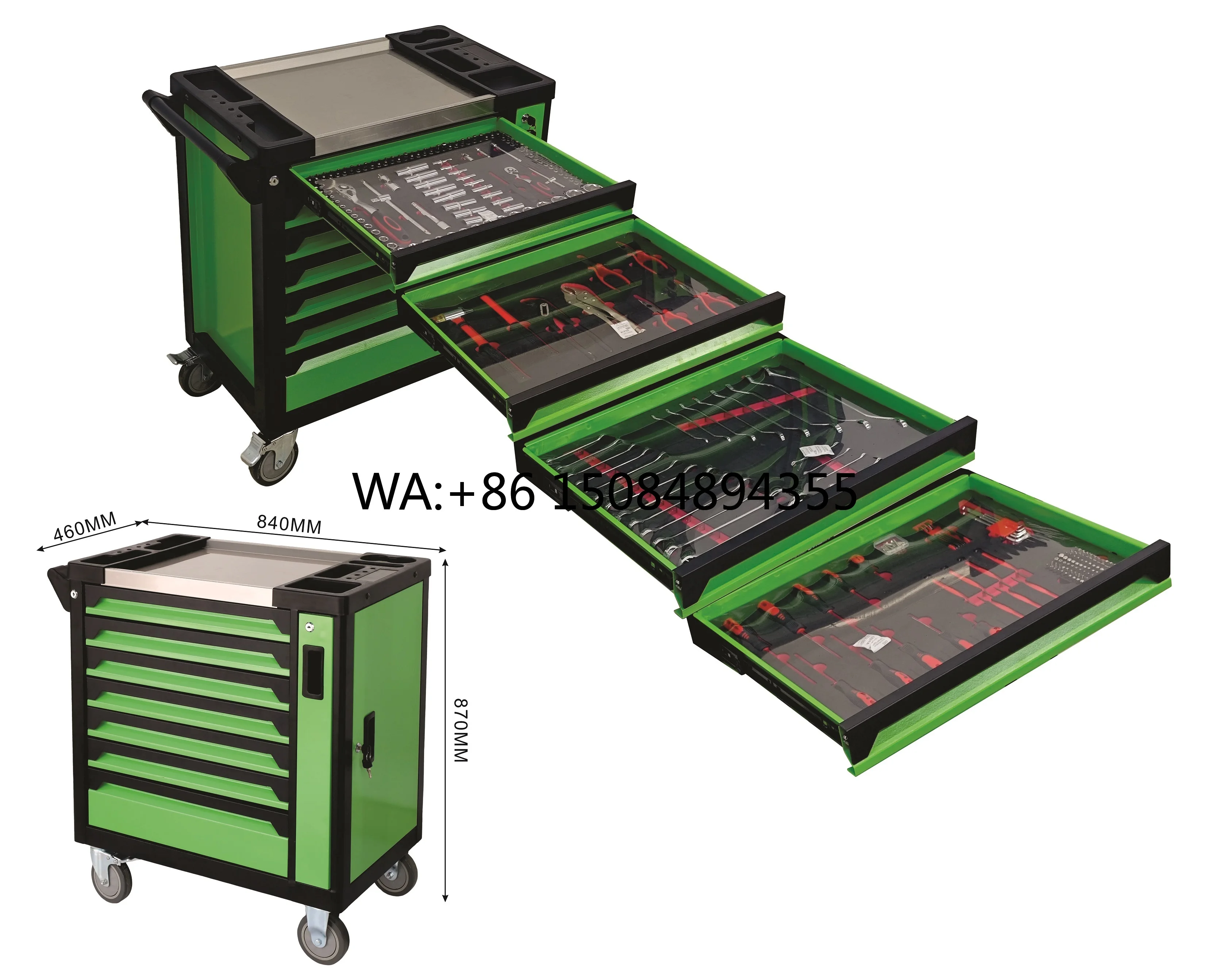 CE Certified 7-Drawer Heavy Duty Steel Furniture 300 Pcs Auto Repair Tool Sets Storage Roller Tool Chest/ Cart/ Trolley OEM