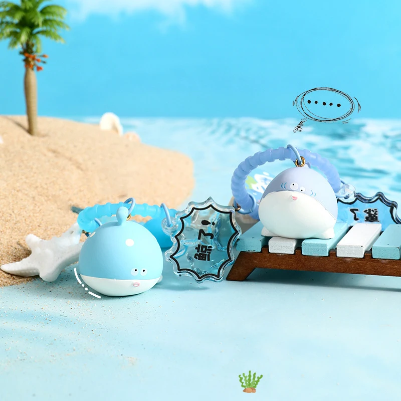 Cute Little Sea Animal Silly Fat Shark Whale Key Chain Starfish Pendant Doll Cartoon Laughing Seal Squid Keychain Bag Hanging