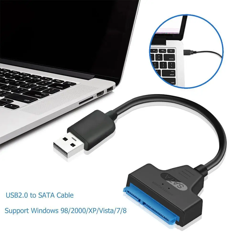 

USB 2.0 to SATA 22Pin Adapter Copper Wire Core and ABS Cable HDD SSD External Hard Drive Converter Wire Apply 2.5 inch SSD