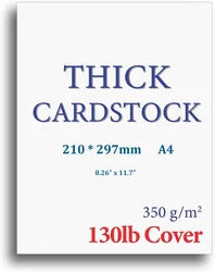 Heavy Duty Thickness 350GSM 130lb Cover 17pt Bright White Cardstock Smooth Finish Thick Paper Cards