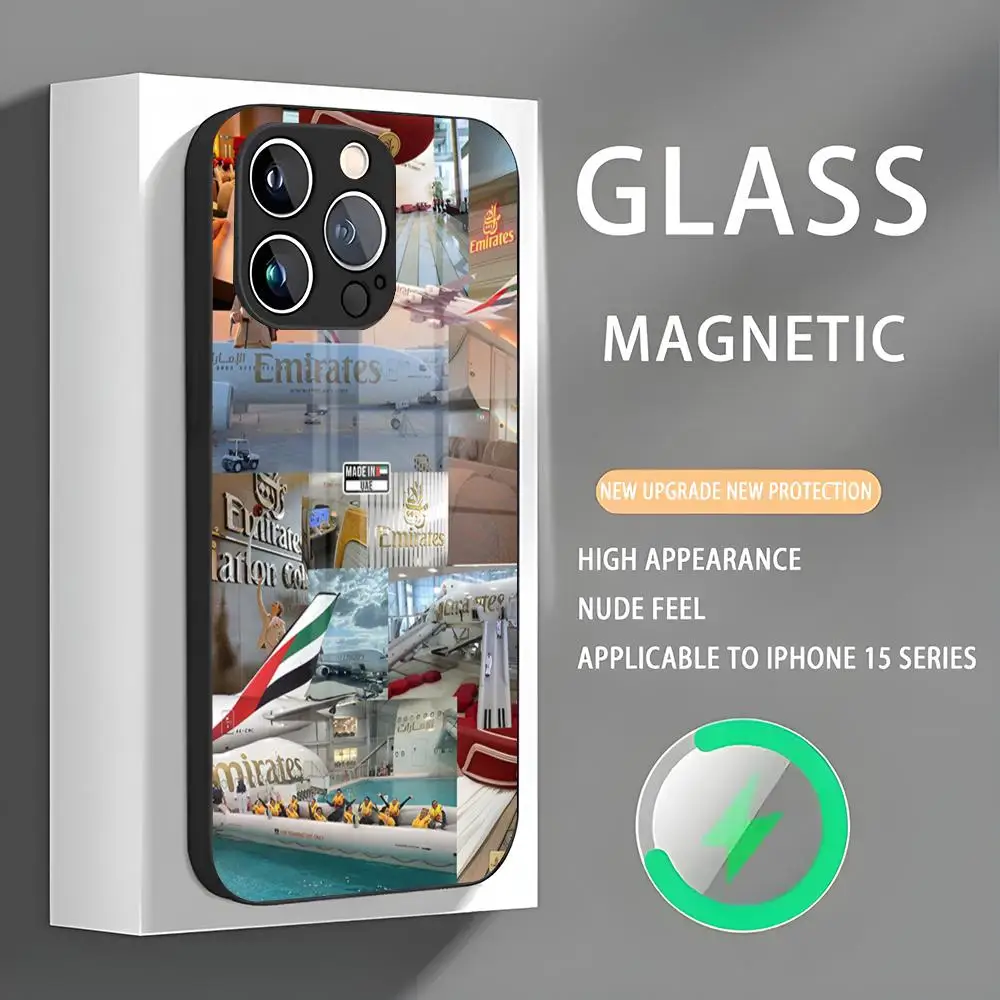 Qatar Airways Phone Case Iphone 16 Pro Max Case 15 14 13 12 11 X XR XS XSMAX 8 Plus Mini Pro Max Glass Magnetic Phone Case