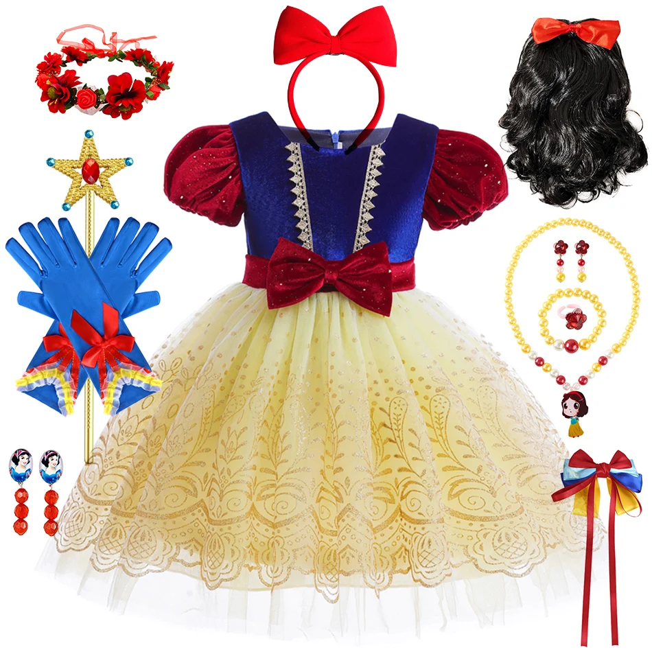 

Snow White Costume Girls Fancy Princess Cosplay Dress Kids Carnival Christmas Party Children Birthday Clothes Disguise Outfits