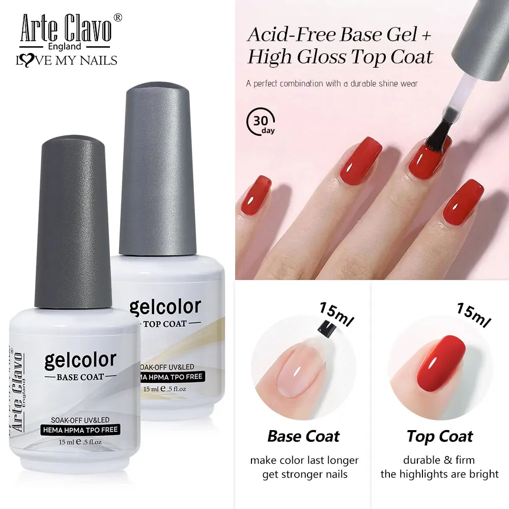 TPO FREE HEMA FREE HPMA FREE 15ml Long Wear Diamond Nowipe Top Coat Peel off Base Coat Soak Off UV LED Gel Polish Nail Manicure