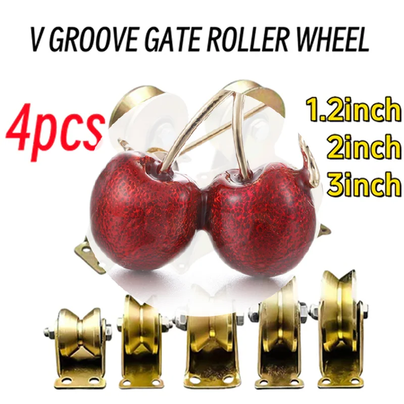 4 قطع عجلات ملونة على شكل حرف V مع محامل، أسطوانة مسار للأبواب المنزلقة، عجلة صلبة للأجهزة المنزلية #1