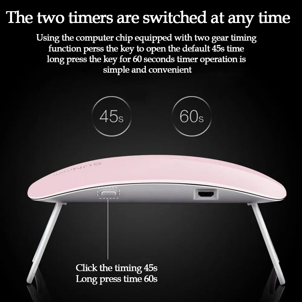 USB مجفف الأظافر آلة العلاج بالضوء LED الصغيرة 6W الأشعة فوق البنفسجية هلام البولندية علاج مصباح مسمار الفن المعدات