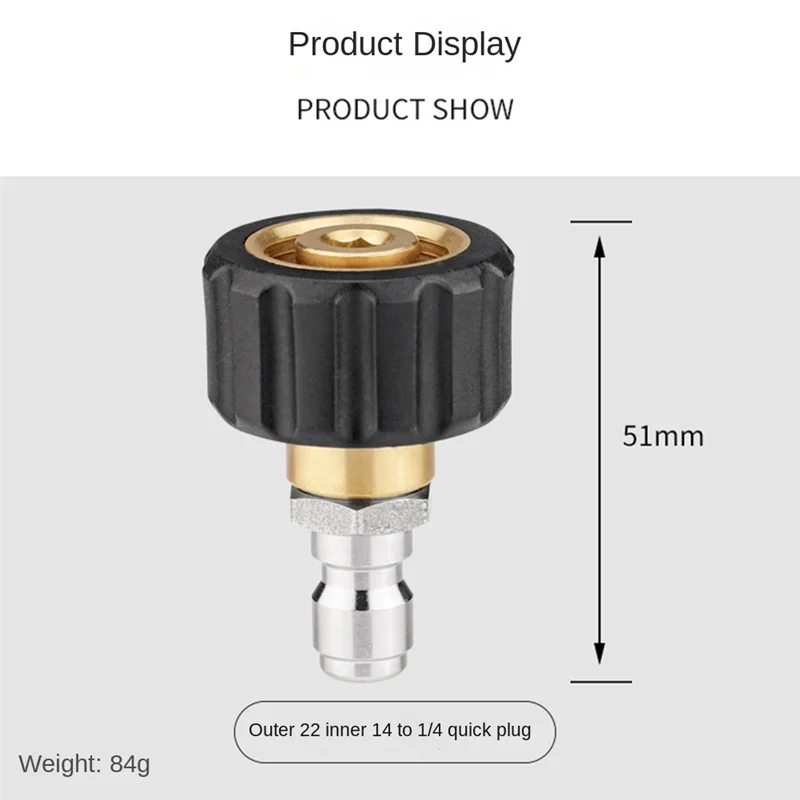 F-T Water Tube Adapter Joints Pressure Washer Adapter Kit M22-14 Mm Swivel 1/4 Internal External Thread Push-In Connector