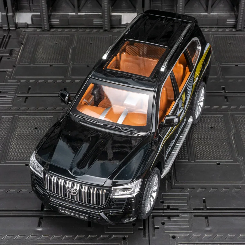 Modelo de veículo off-road de liga Prado 1:24, portas e capô do motor, o porta-malas pode ser aberto com detalhes ricos, acabamento fino