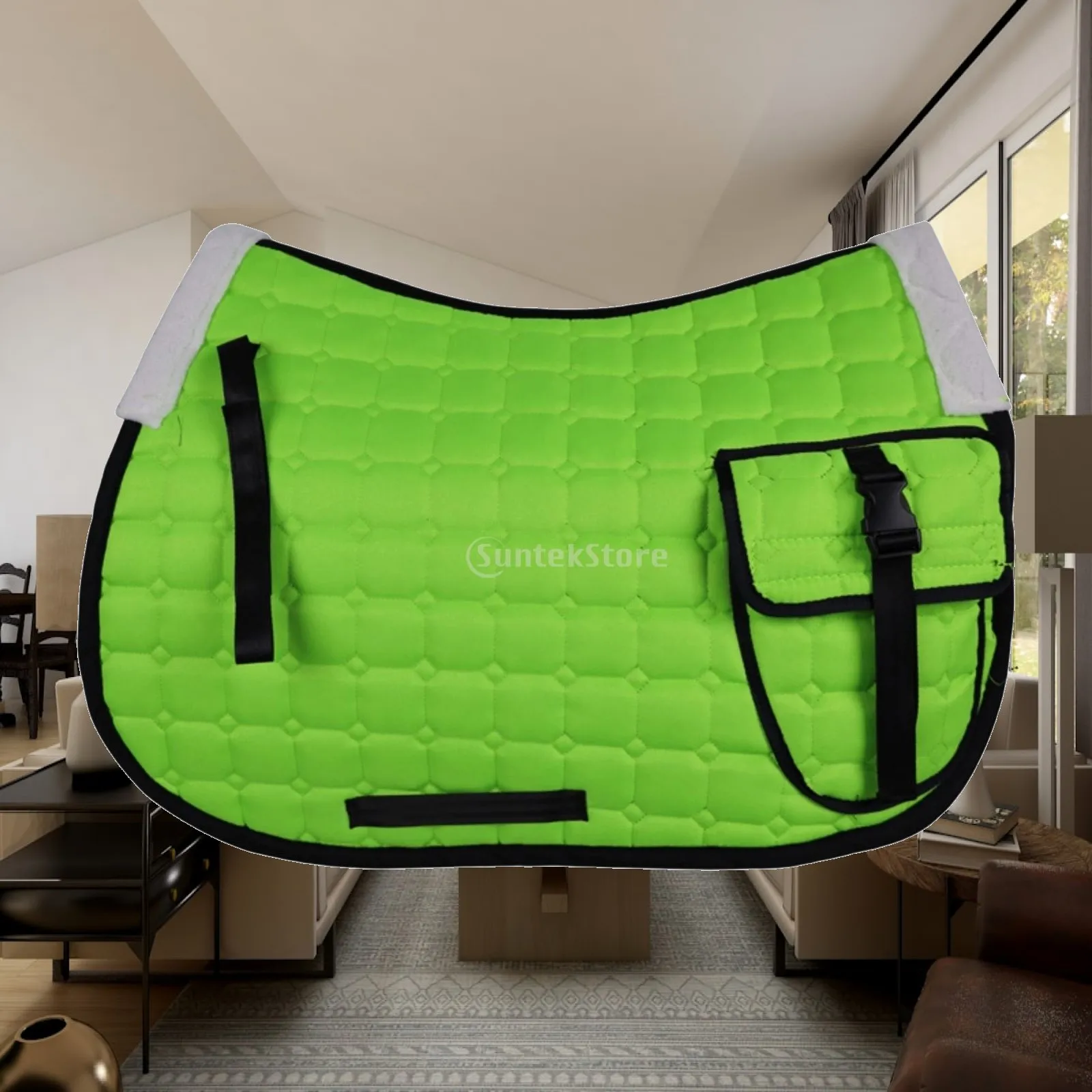 Saddle Pad with Pocket Contoured Quilted Saddle Pad Classic Numnah for Horseback