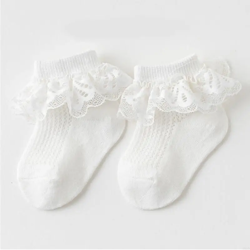 R66D Sweet Frilly Lace Girls Socks Lightweight Mesh Baby Socks for Dance & Dress Up