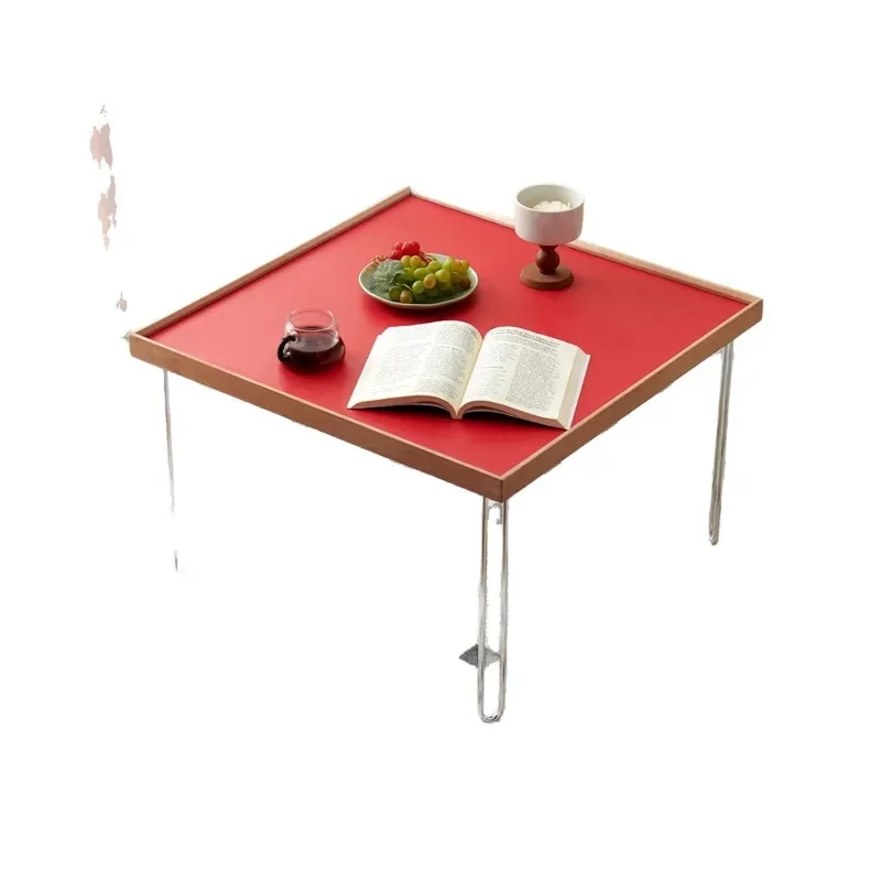 Medieval Nordic simple stainless steel cherry wood medieval coffee table