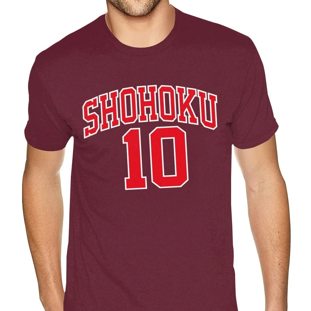 New Arrival fashion Hanamichi Sakuragi Tee Men Anime Shohoku Number 10 TShirt Men Gothic Style Anime Tshirt Cheap Brand Clothing