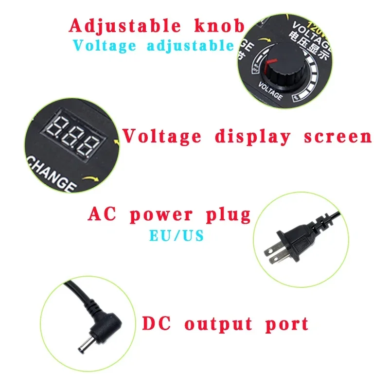 Adjustable AC To DC Power Supply 3V 5V 6V 9V 12V 15V 18V 24V 1A 2A 3A 5A 10A Power Supply Adapter Universal 220V 12V Volt Adapte