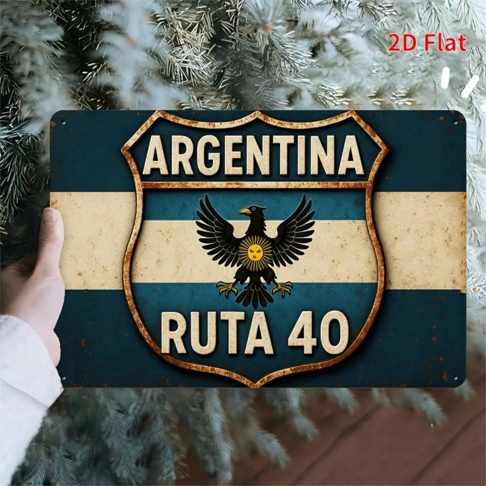 

[Brand] 7.8x11.8 Inch Vintage Tin Sign, Argentina Ruta 40 Metal Wall Art Decor for Home Kitchen Bar