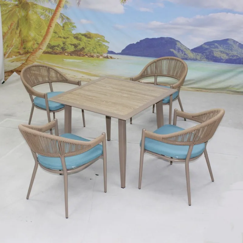 

Outdoor tables and chairs designer minimalist style dining chair five-piece set outdoor garden courtyard leisure rope