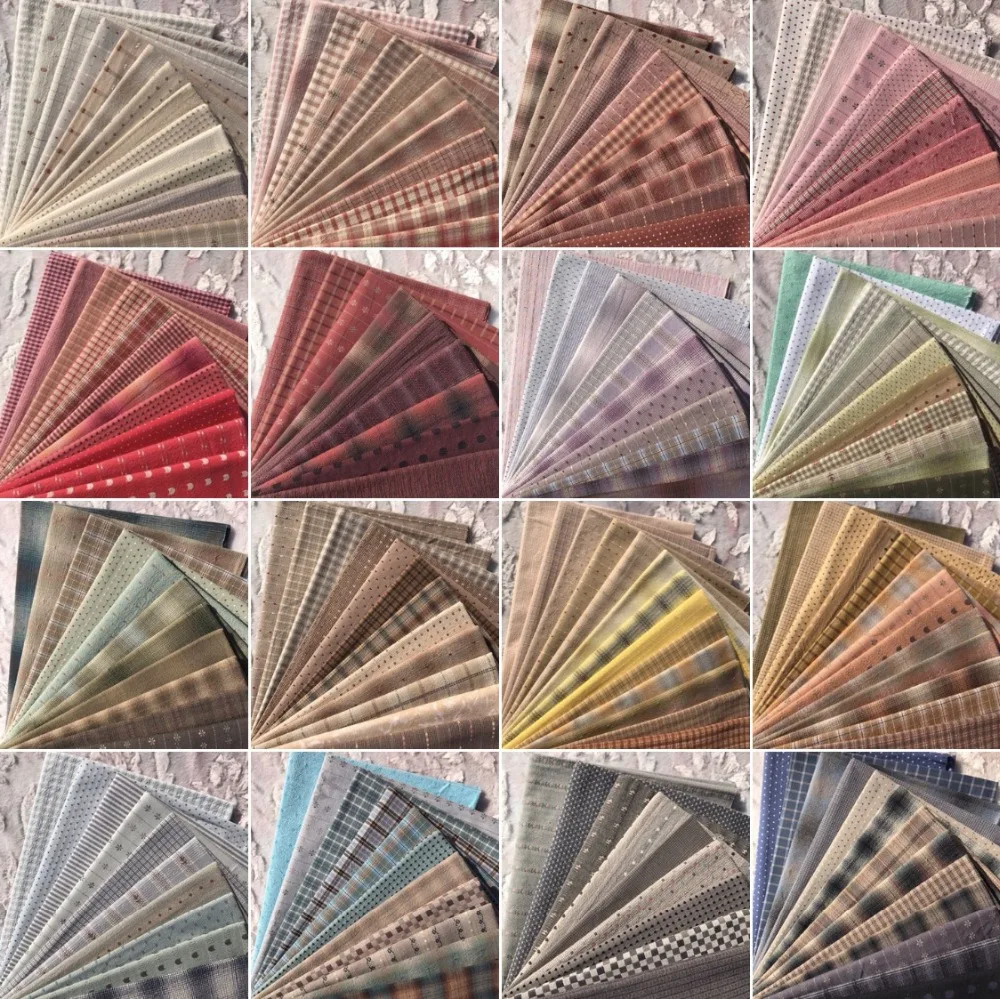 23x33cm 14Piece polychromatic the cheapest Japanese first dye washed fabric stitching dol DIY fabric plaid cotton doll cloth