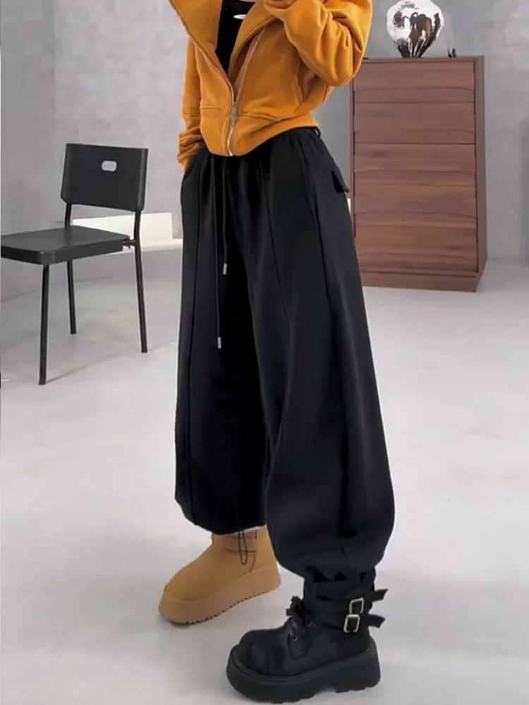 

Женские повседневные брюки Bla с высокой талией, прямые широкие штанины, модные универсальные брюки-кюлоты, весна-осень, новинка из Кореи