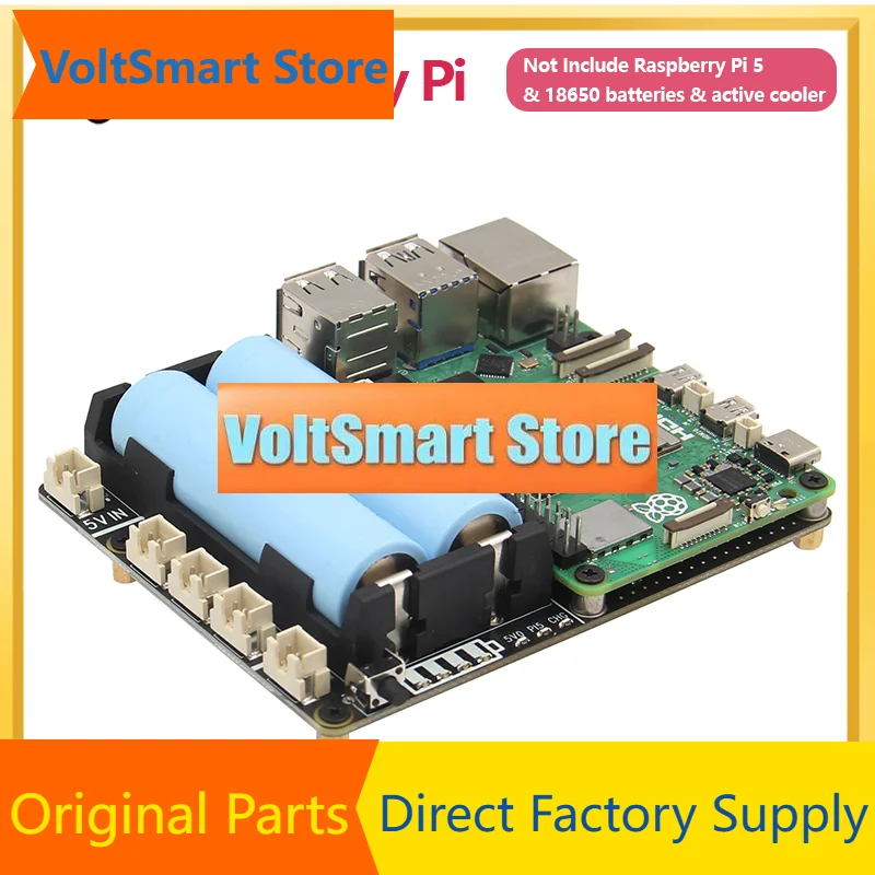 VoltSGeekworm Raspberry Pi 5 18650 UPS, X1201 V1.1 Power Management Board With Auto Power On For Pi 5