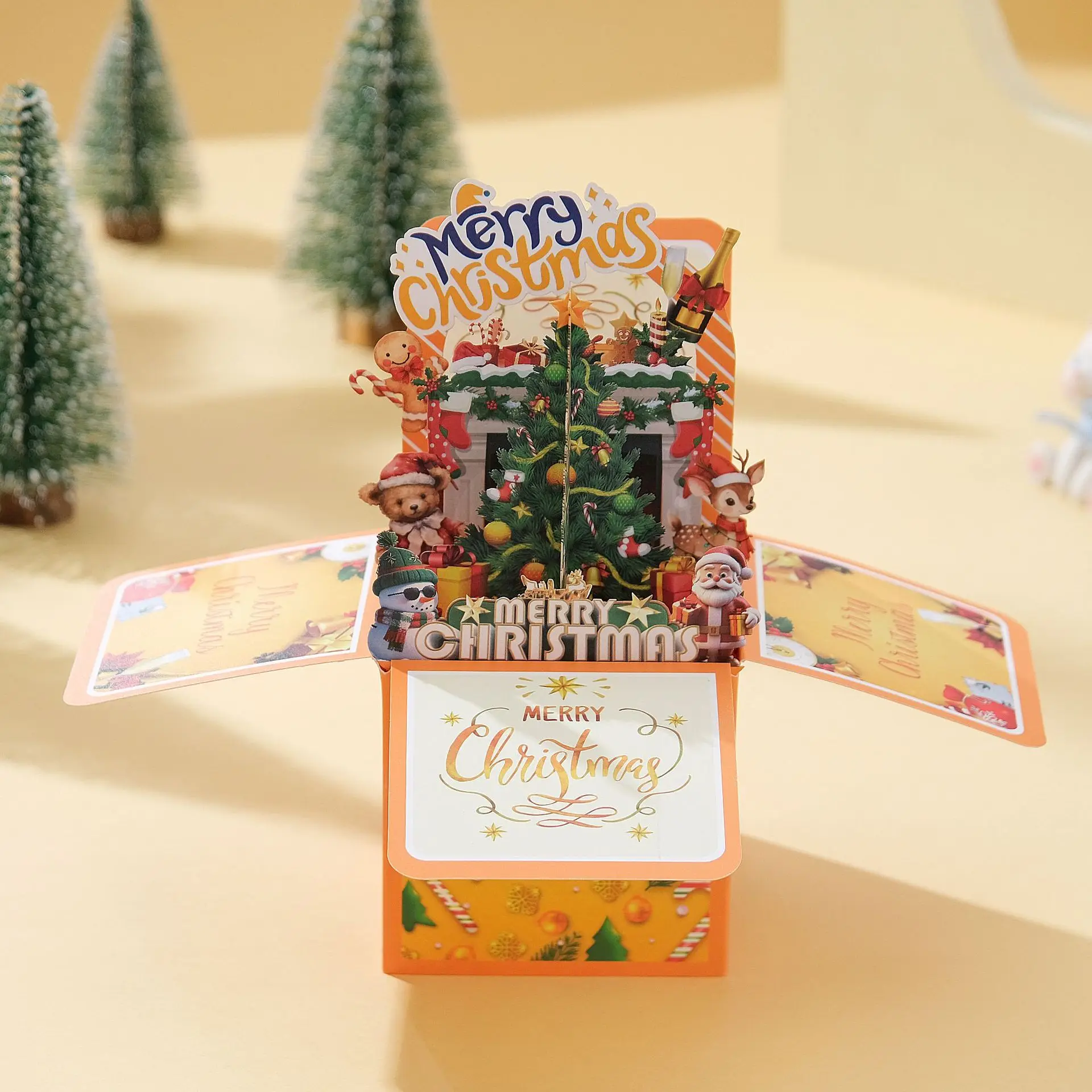 

Ornament Merry Christmas Stereo Box 3d Pop-up Paper Sculpture Creative Holiday Gift Party Blessing Greeting Card