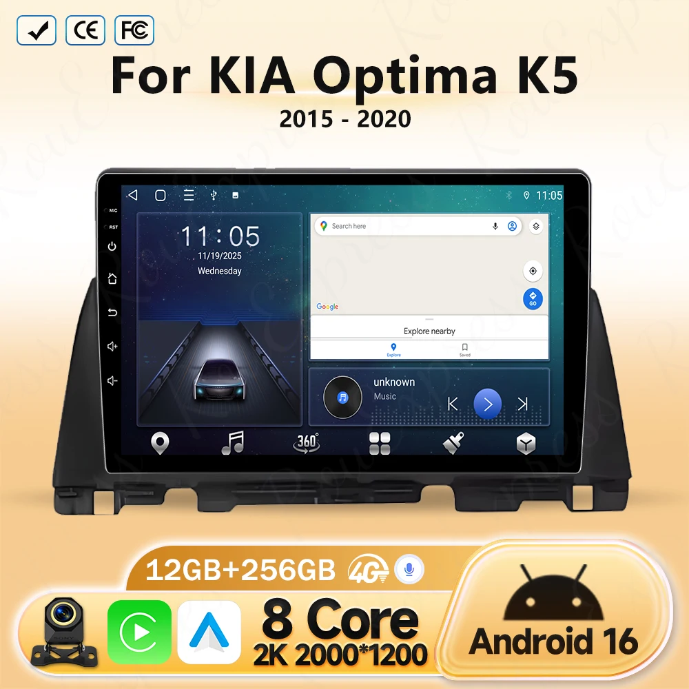 

Android 16 Carplay Auto Car Radio For KIA Optima K5 2015 - 2020 Auto Radio Multimedia Stereo Video Player Stereo Audio No 2din