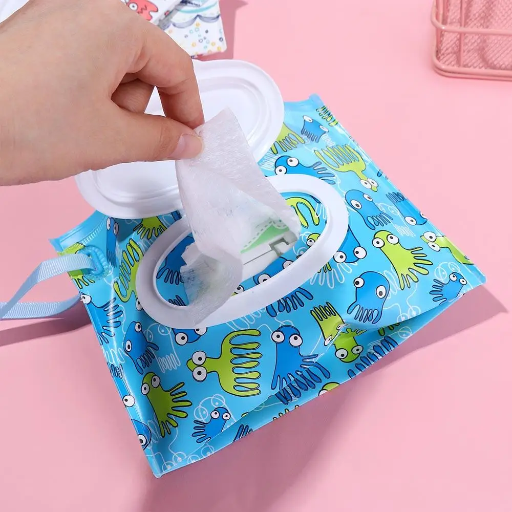 Wet Wipes Bag with Snap Strap EVA Baby Wet Wipes Box Portable Reusable Wipes Container Eco-friendly Cleaning Wipes Case