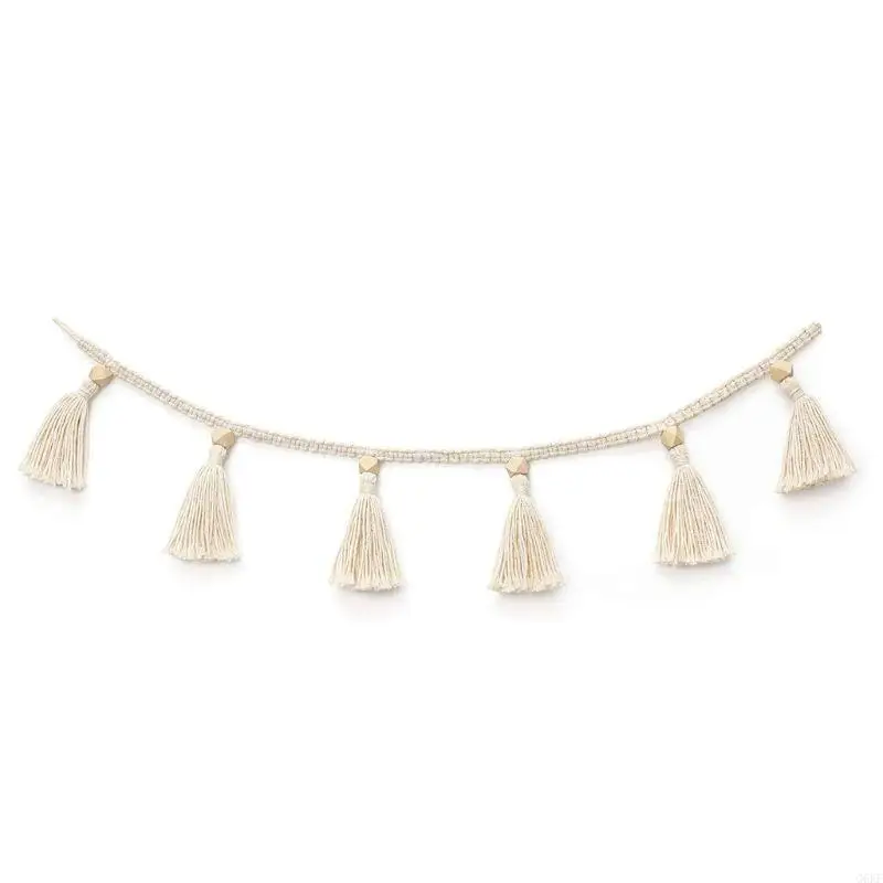 

G6KF Tassel with Wooden Beads Walls Hanging for Home Decoration Kids Bedroom