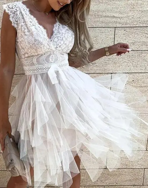 

Dress Fashion Women's Clothing Autumn/winter 2025 Style Sexy Elegant Temperament, Lace Short Sleeved Women's Short Skirt Dress