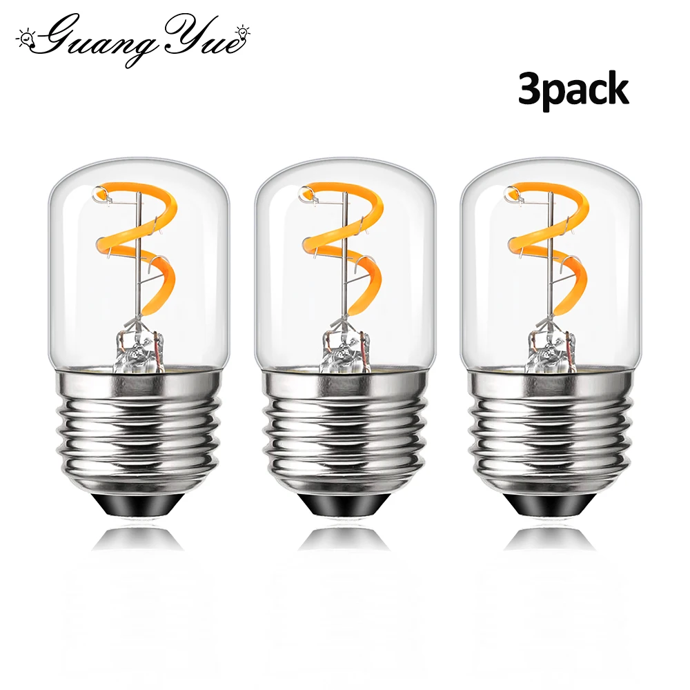 

3PCS Decorative Vintage Light Bulb LED Spiral Filament Bulb T28 E27 Clear Glass Edison Lamp Warm White Chandelier Candle Light