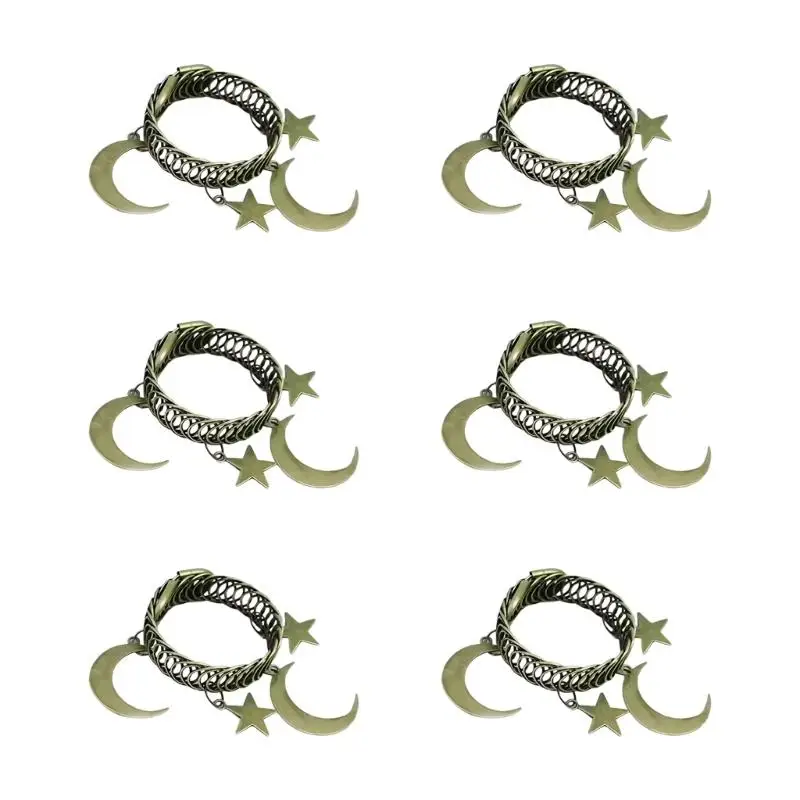 E8BD 6Pcs Metal Curtain Tiebacks Star Moon Design Spring Curtain Clip Curtain