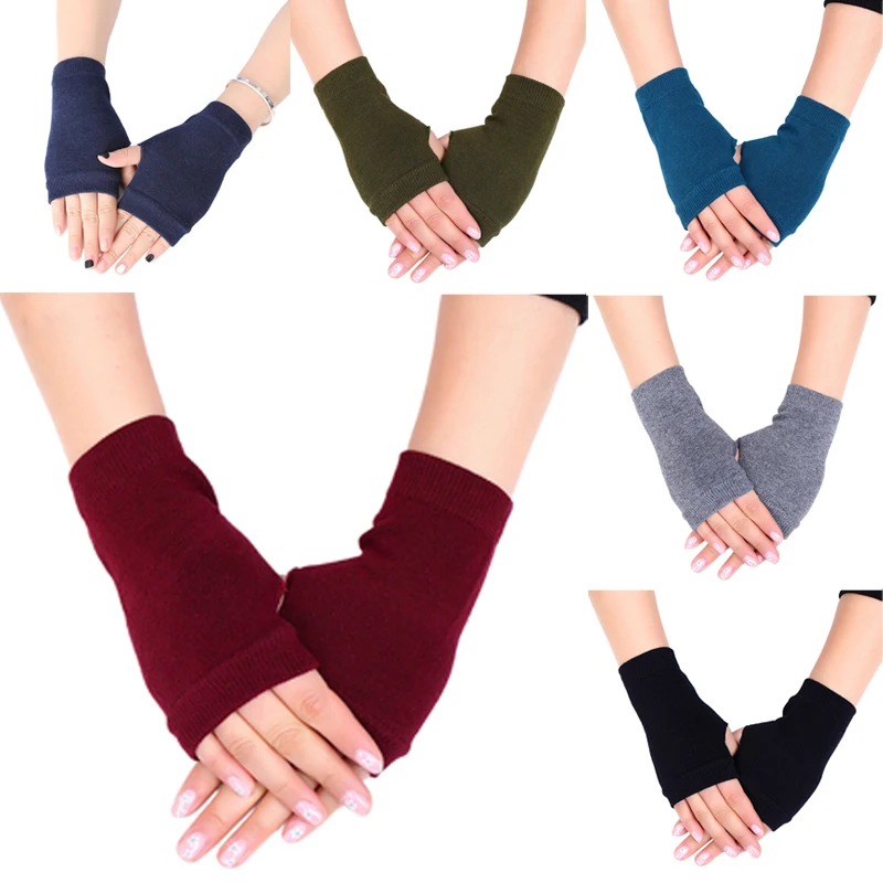 

1 Pair Autumn Winter Knitted Woolen Gloves Fashion Men Women Expose Fingers Warm Gloves Flexible Hand Warmer Gloves Unisex