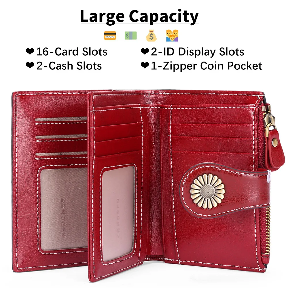 Retro RFID Shielding Wallet Women's Short Hollow Design Genuine Leather Wallet Coin Card Bag Daily Fashion Versatile Clutch Bag