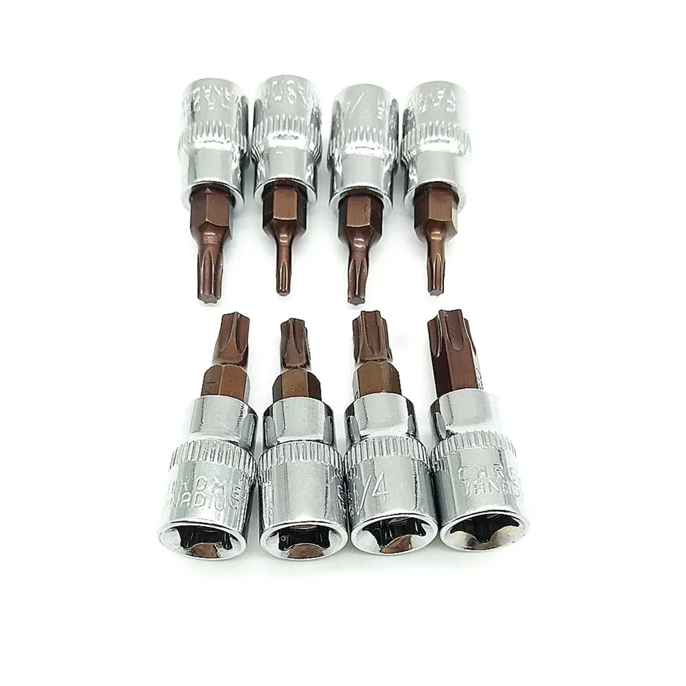 Hex Torx Screwdriver Bit 1/4 Inch Drive Socket Hand Tools T8 T10 T15 T20 T25 T27 T30 T40 Hex Bit Square Socket Drill Bit Repair