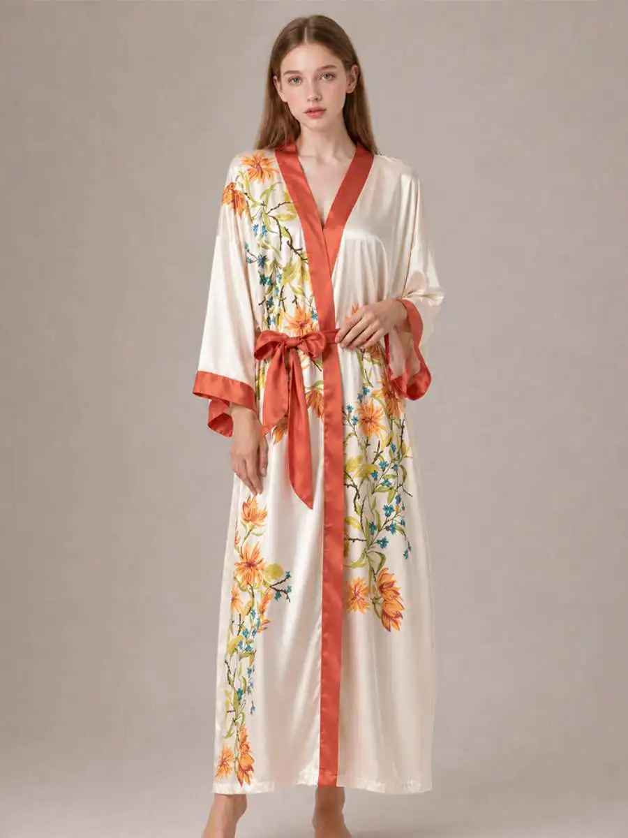 women's-long-open-cardigan-sleepwear-loose-summer-home-clothes-large-size-luxury-seven-quarter-sleeve-cool-feeling-robe