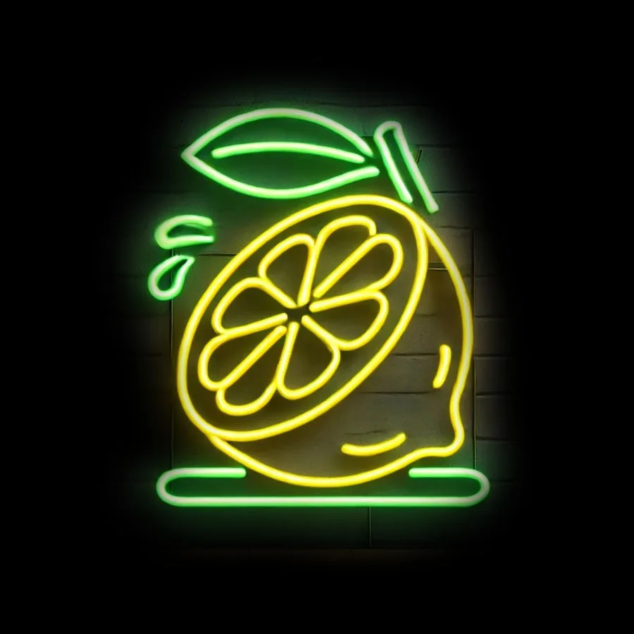 Fruit lemon Neon Sign Beer Neon Light Sign Artwork glass tube Handcraft Room Restaurant Hotel Club Decor Shop Display Neon signs