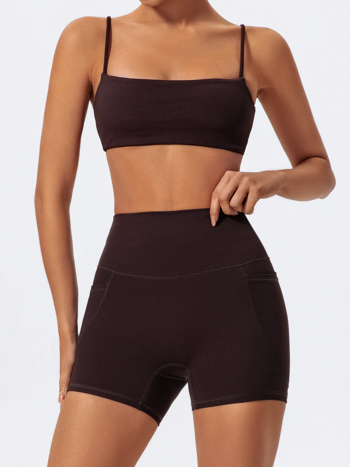Hearuisavy Taschen Workout Gym Legging Frauen Radfahren Shorts Quick-Dry Yoga Kleidung Atmungsaktiv Hohe Taille Sport Shorts Weibliche – Detail 25