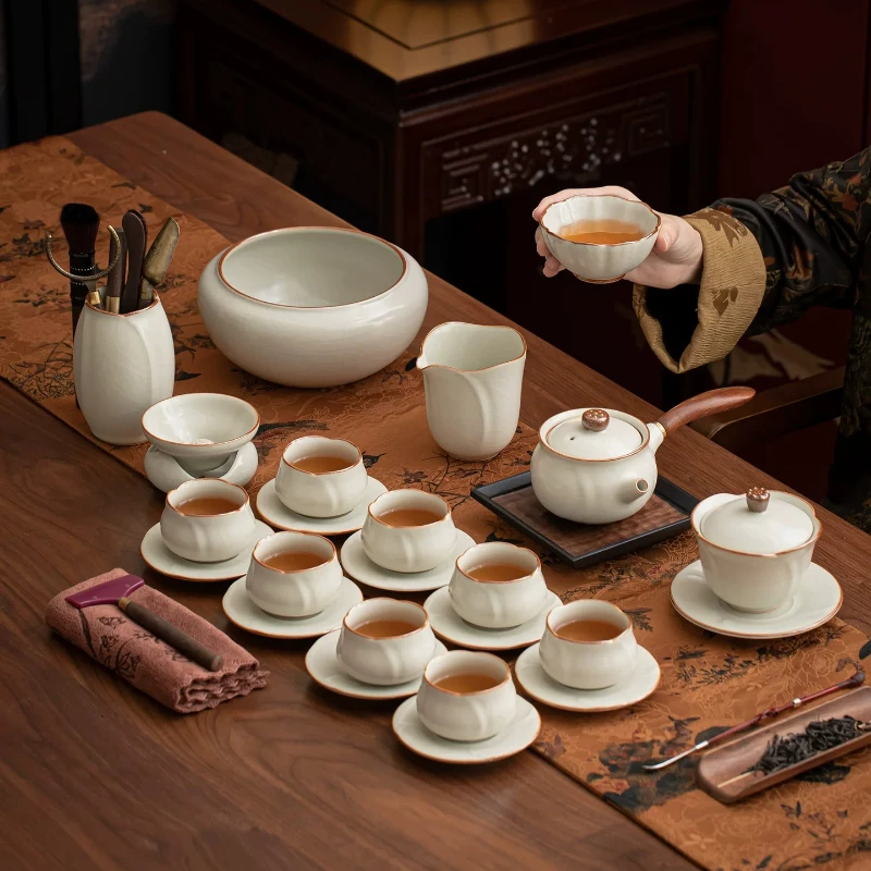 Gong Dao Sifter Tea Sets Luxury Needle Porcelain Vintage Tea Sets Ru Kiln Party Conjunto De Cha Porcelana Coffee Accessories