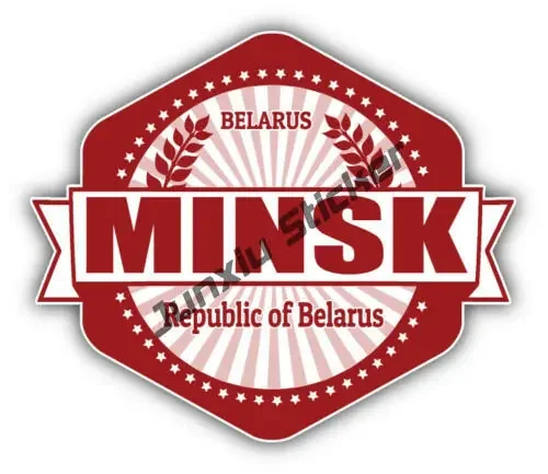 Belarus Red and White Flag of Belarus Belarusian Knight Minsk Flag Hield Crest Long Live Belarus Car Sticker Laptop Decal Decor