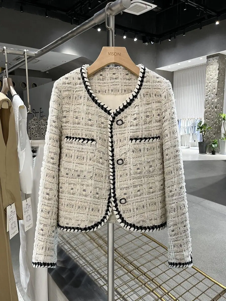 

2023 Spring Autumn New Suit Coat Women White Runway Female Long Sleeve High Quality Tweed Blazers