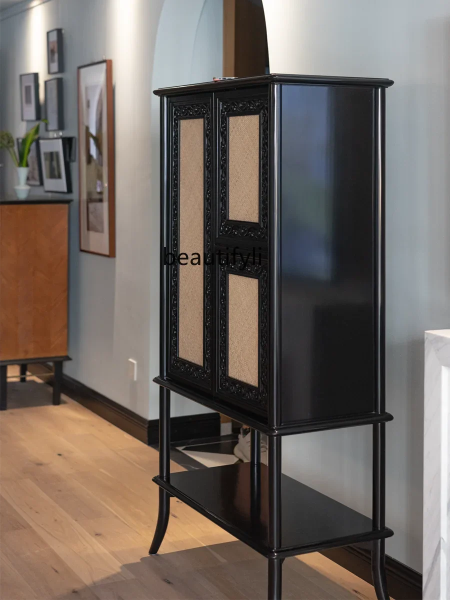 

zxqModern Minimalist Designer Model Ruyi Side Cabinet Tea Cabinet New Chinese Rattan Vintage Nanyang French Style