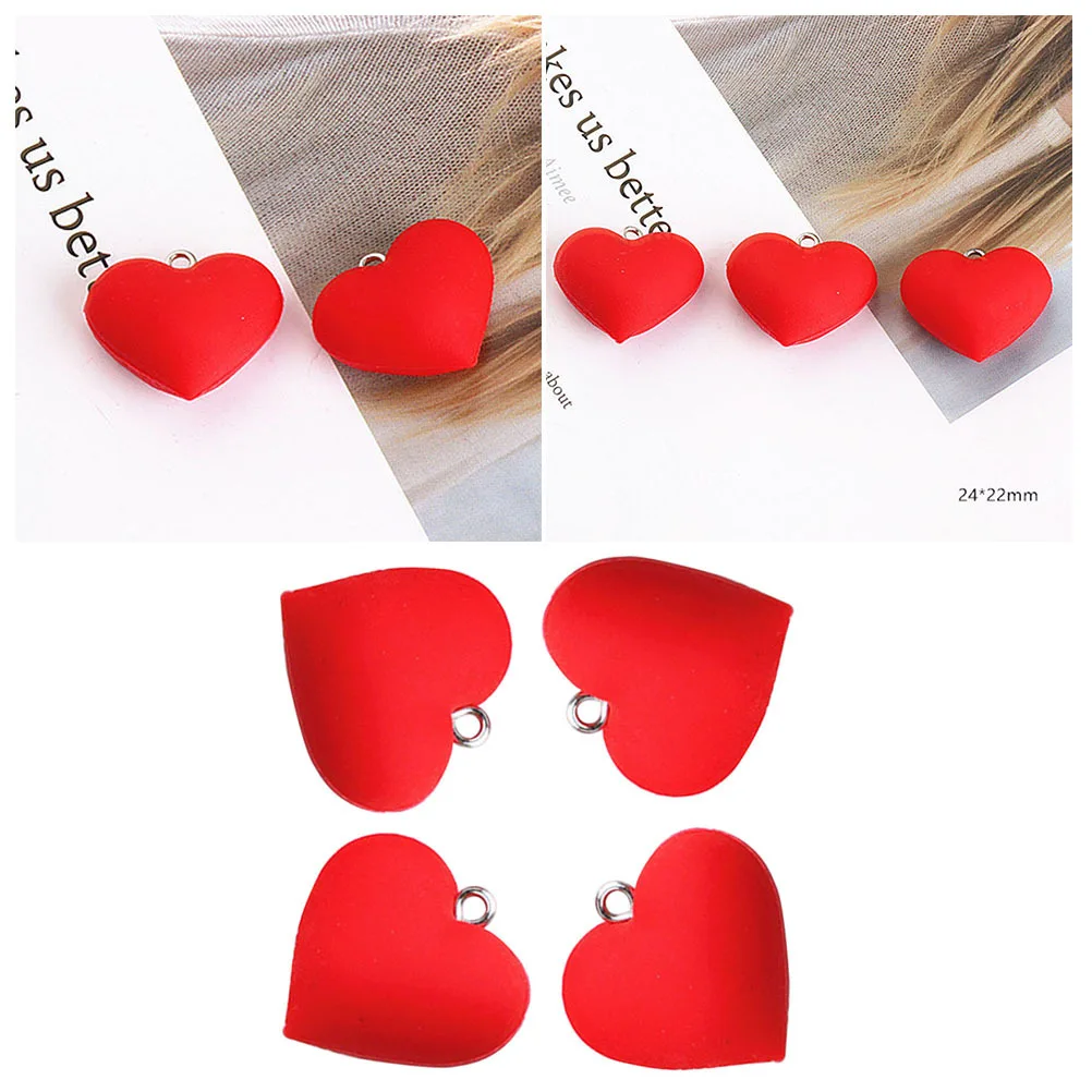 

20Pcs Red Rubber Heart Eardrop Pendant Charming DIY Necklace Earring Accessories Jewelry Making Supplies Heart Eardrop Pendant