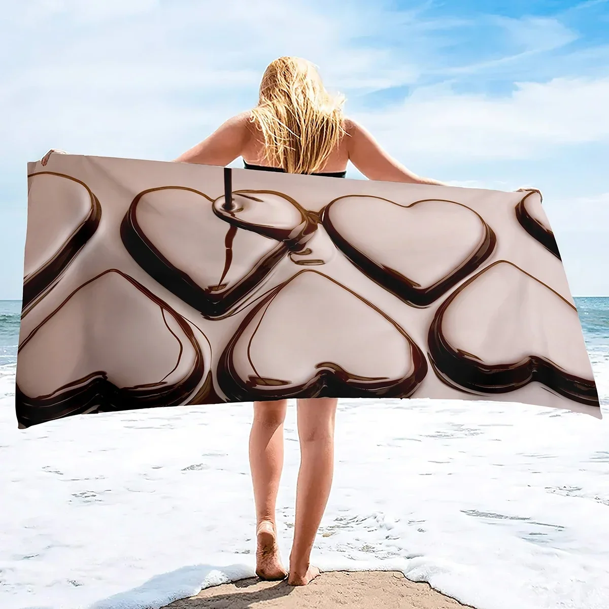 Chocolate Beach Towel Microfiber Oversized Travel Towels Lightweight Compact Beach Accessories Quick Dry for Swimming,Camping