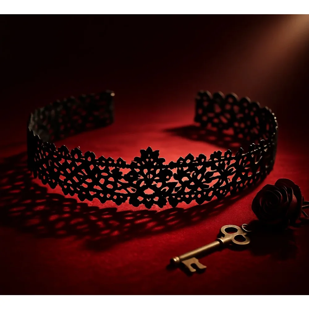 

Черный кружевной готический чокер для женщин, аксессуар для вечеринки на Хэллоуин