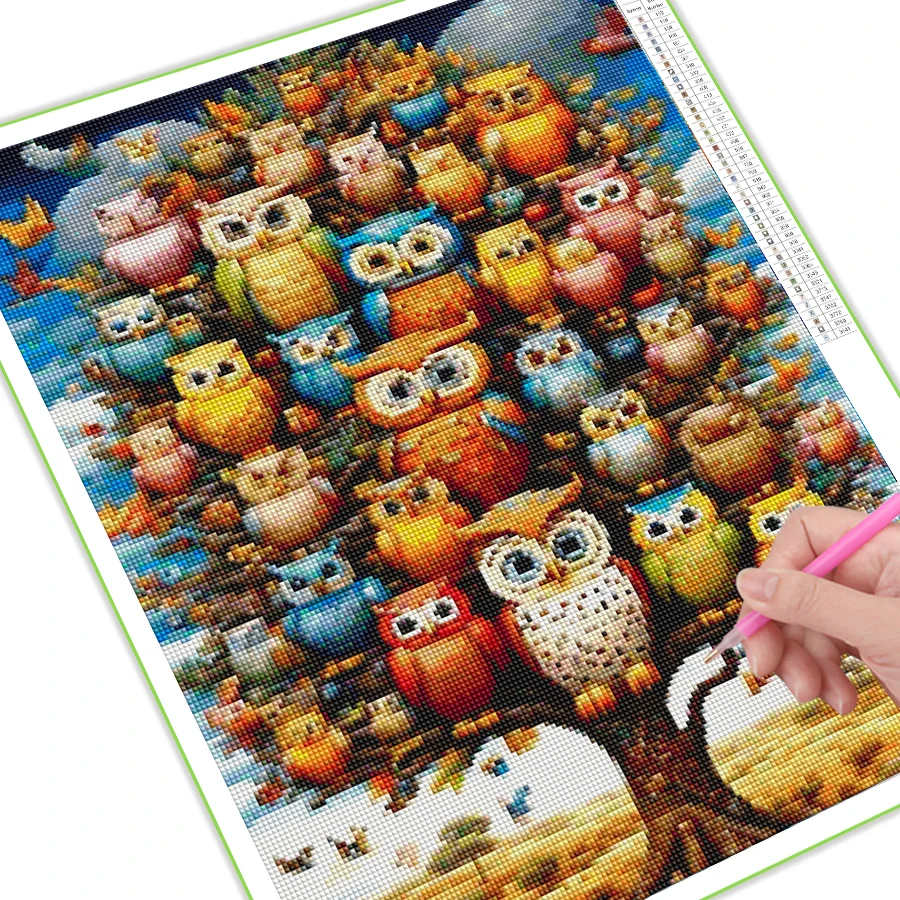 Diy Full Mosaic Art Diamond Painting New Collection 2024 Animal Owl Rhinestone Embroidery Picture Jewelry Cross Stitch Kits