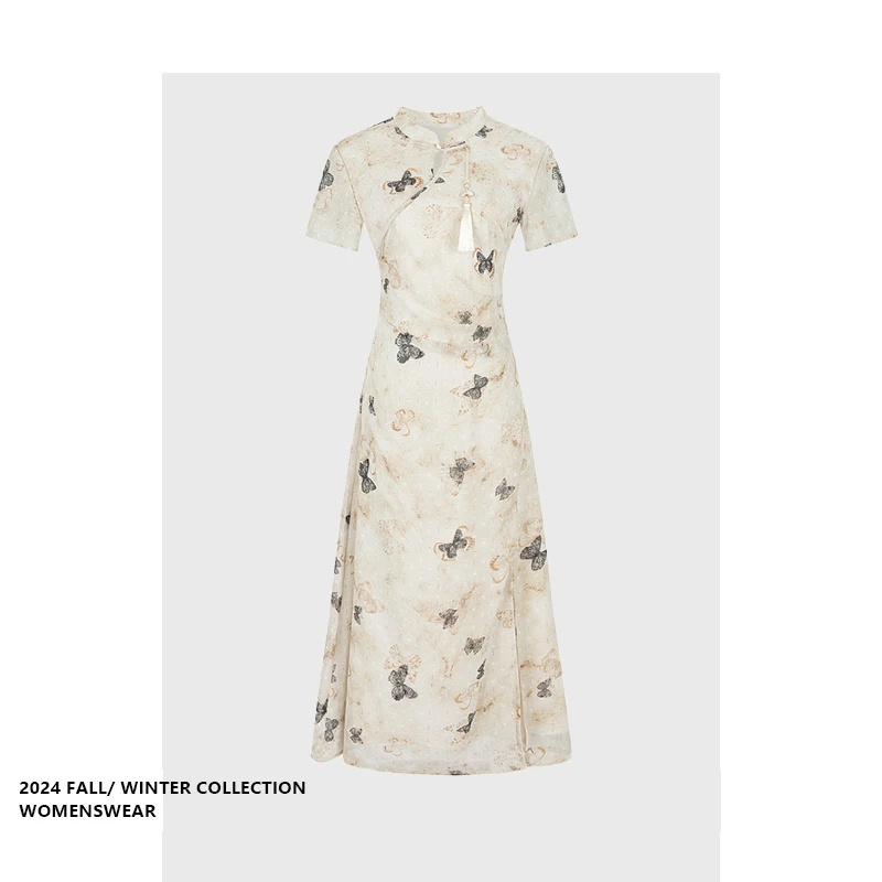 

Летняя новинка: китайский стиль, ретро-вышивка, вырезы, маленький воротник-стойка, повседневный стиль, для работы и отдыха.