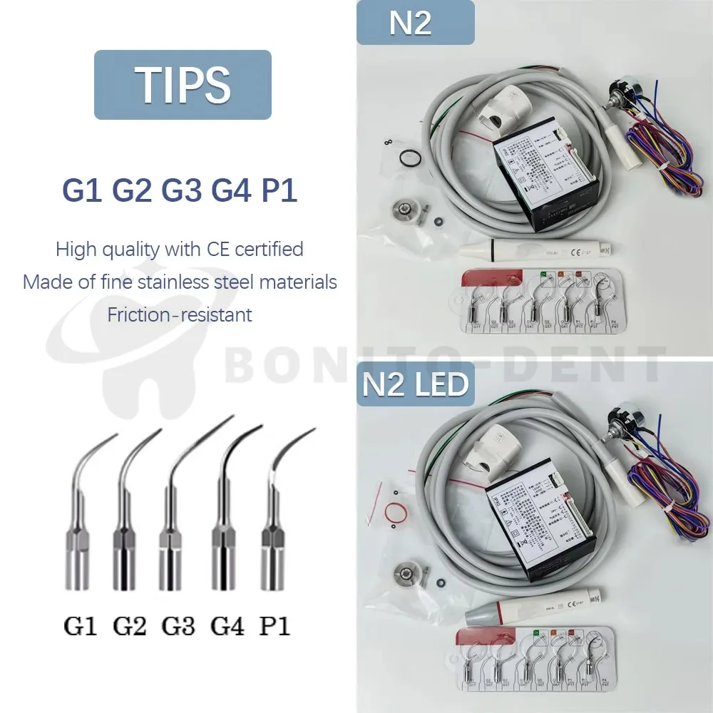 معدات طب الأسنان قشارة بالموجات فوق الصوتية N2/ N2 LED نوع بالموجات فوق الصوتية بيزو الكهربائية المدمج في قشارة لوحدة طب الأسنان تلميح الحبل عدة أداة