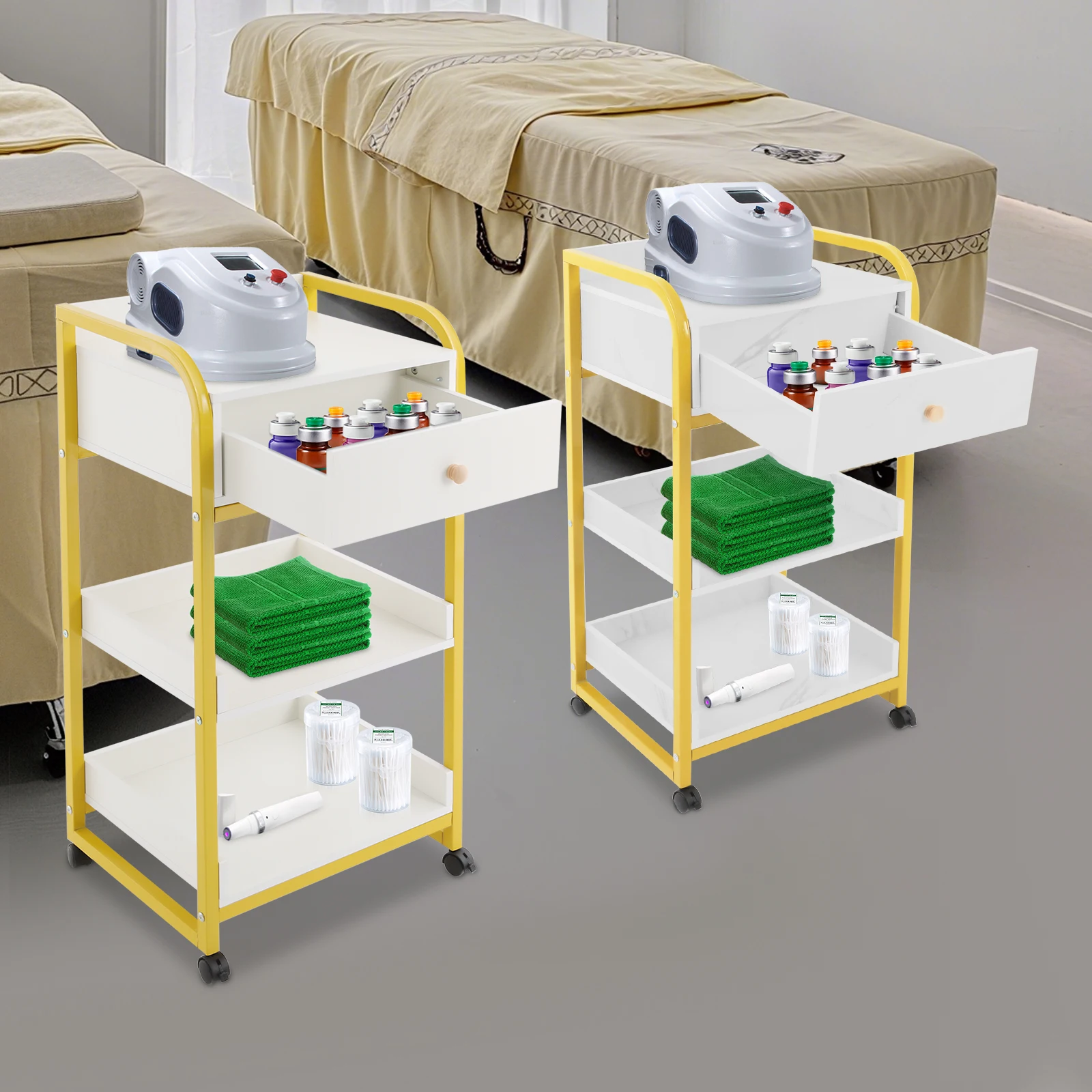 

Modern Rectangular Salon Storage Cart Salon Cart with Drawer Salon Storage Cart with Wheels