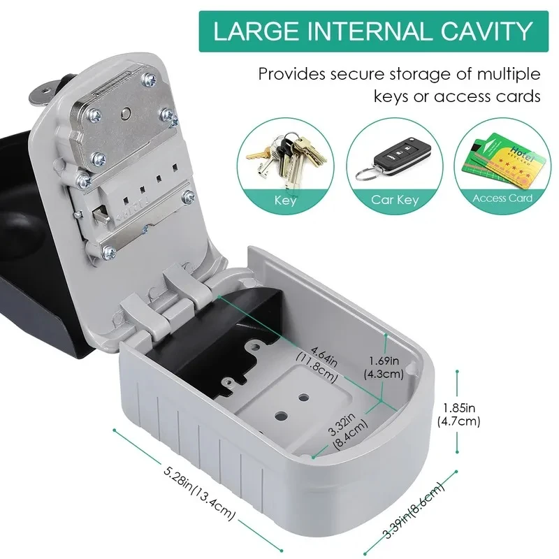 Imagem -05 - Wall Mount Key Storage Secret Box Organizador Senha Combinada de Dígitos Código de Segurança Bloqueio com Chave Cofre para Casa